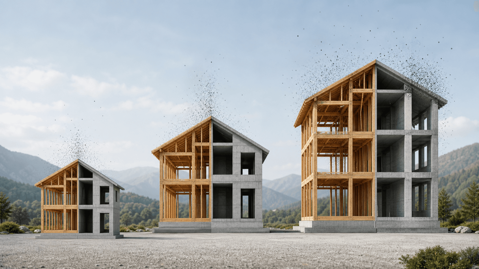 Vier koreanische Hausmodelle mit Vergleich von Materialinventaren und Lebenszyklusemissionen für Holzrahmen und Stahlbeton